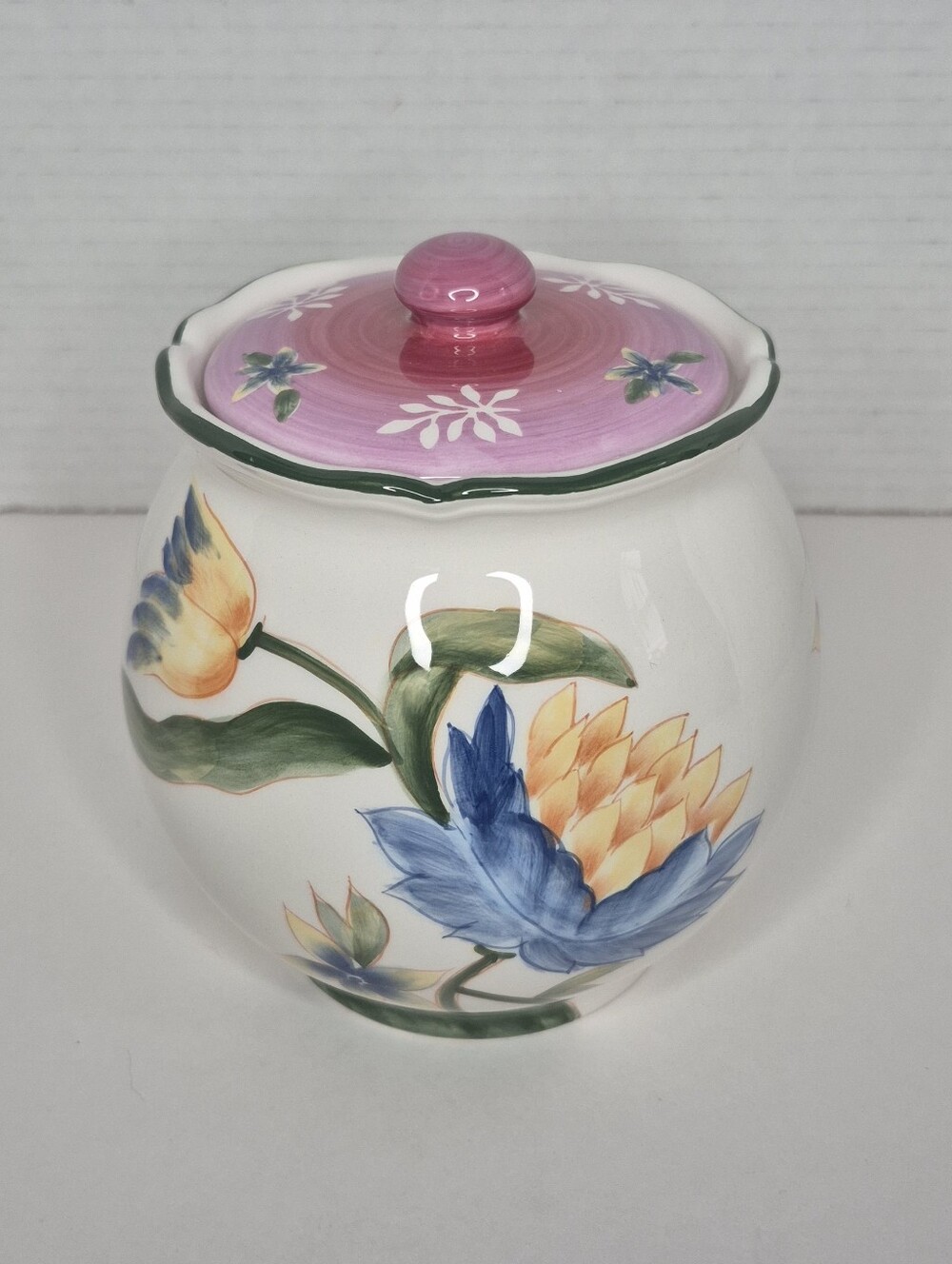 American Atelier Ashely Floral Earthenware Cannister Cookie Jar Crock NWOT